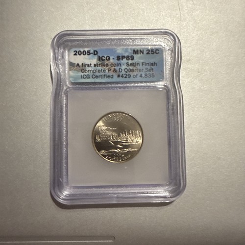 2005-D Minnesota State Quarter ICG SP-69 First Strike Satin Finish - Picture 1 of 4