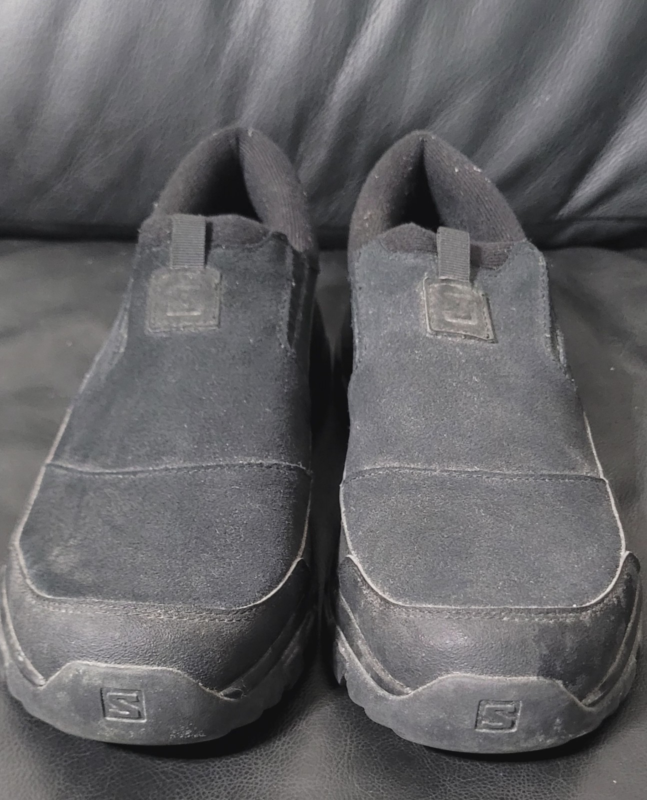 Salomon Zoccoli da Neve Scarpe Uomo 10.5 Nero Scamosciato Mocassino Slip On Escursionismo Contragrip