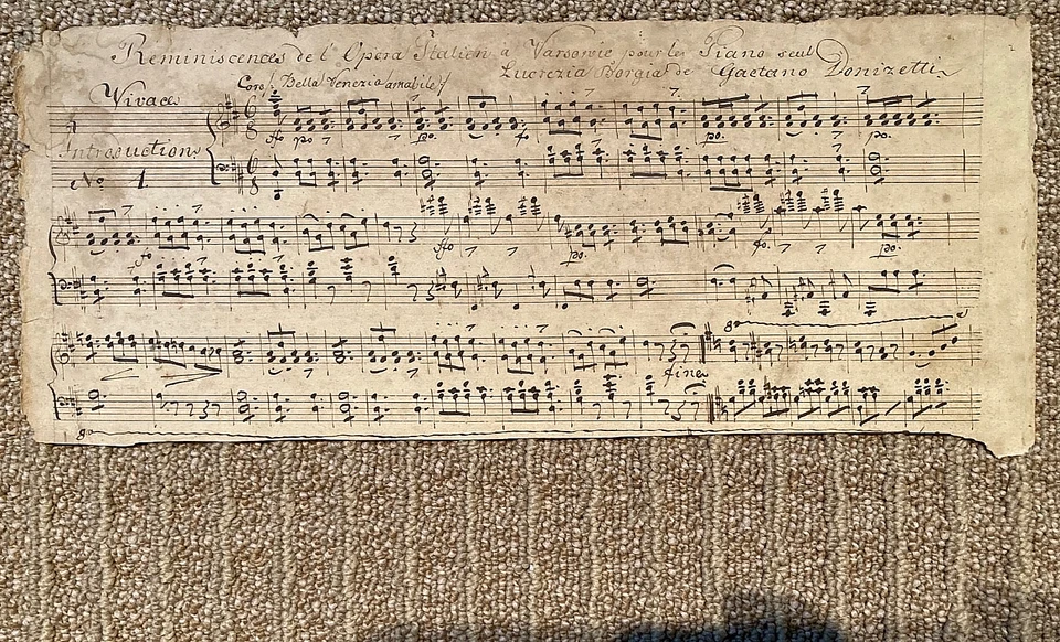 ORIGINAL! PIANO MANUSCRIPT 8 PAGE SHEET MUSIC (KRAKOWIAK POLISH FOLK DANCE) 1840 - Image 3 of 4