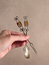 Arts & Crafts Amber Metal Cocktail Utensils Fork And Spoon