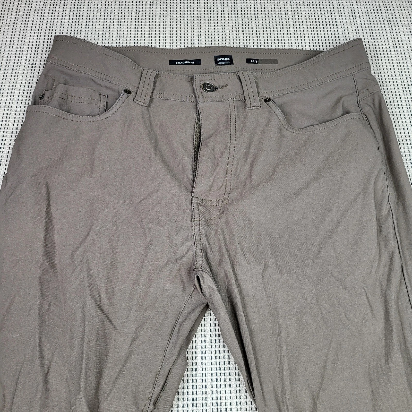 PrAna Pants Mens 33x32 Brown Chino Standard Fit Casual Outdoor Hiking Stretch