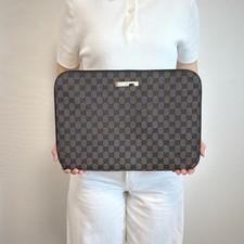 GUCCI GG Canvas Clutch Business Bag Laptop Case 15.6 PC Sleeve
