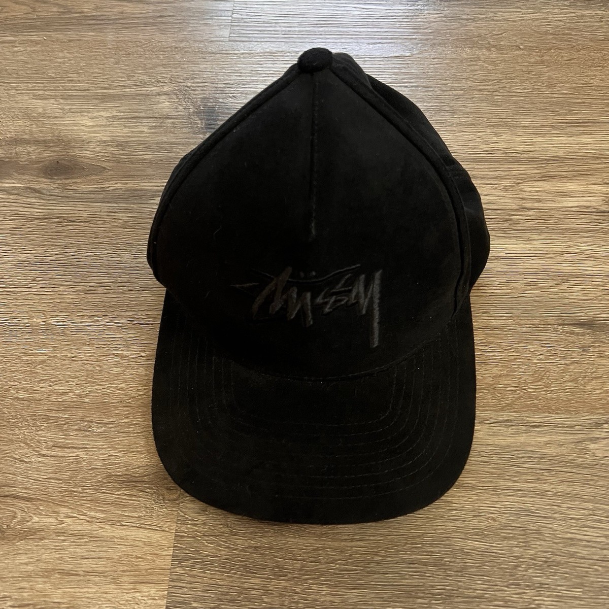 STUSSY Mid-Depth Big Stock Snapback Cap In Black Suede | eBay