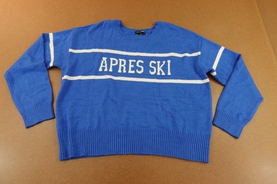 Fashion Nova Womens 2X Blue Apres Ski Long Sleeve Crew Neck Pullover Sweater NWT