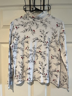 Croft & Barrow Women's Long Sleeve Cardinal Turtleneck, Size M, 100% Cotton