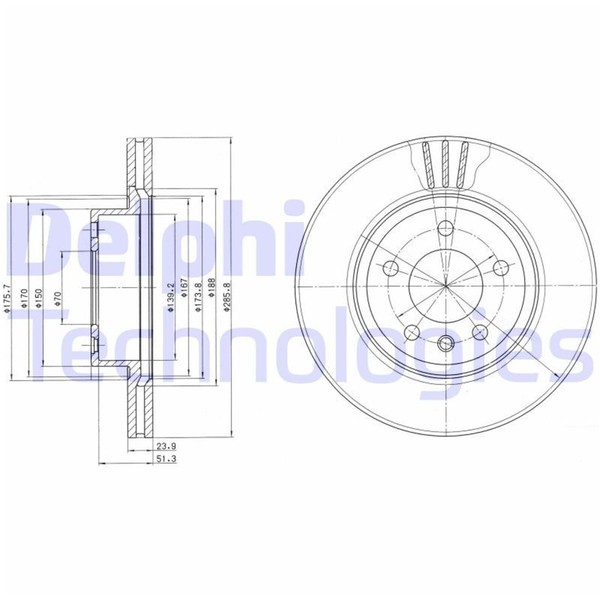 2X Delphi Bremsscheiben Vorne 286Mm BelÜFtet Passend FÜR Opel Omega | BG2908-image
