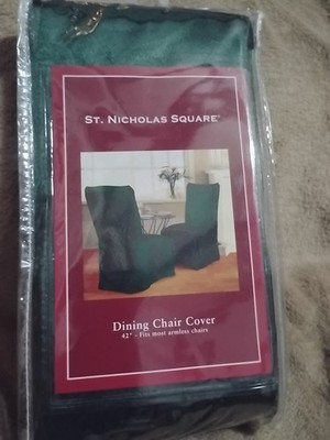 NEW Dining Chair Slip Cover Dark Green 42  Armless Chairs St. Nicholas Square