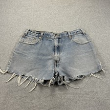 Vtg Levis 560 Denim Cut Off Shorts Mens 36 Light Wash Frayed Loose Fit