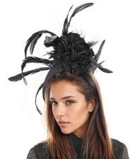 Black Feather Kentucky Derby Fascinator Hat Ascot Wedding Hatinator Cocktail