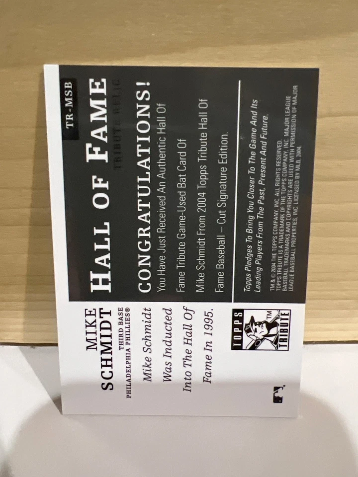 2004 Topps Tribute Mike Schmidt Hall of Fame “1995” Game Used Bat - Image 2 of 2