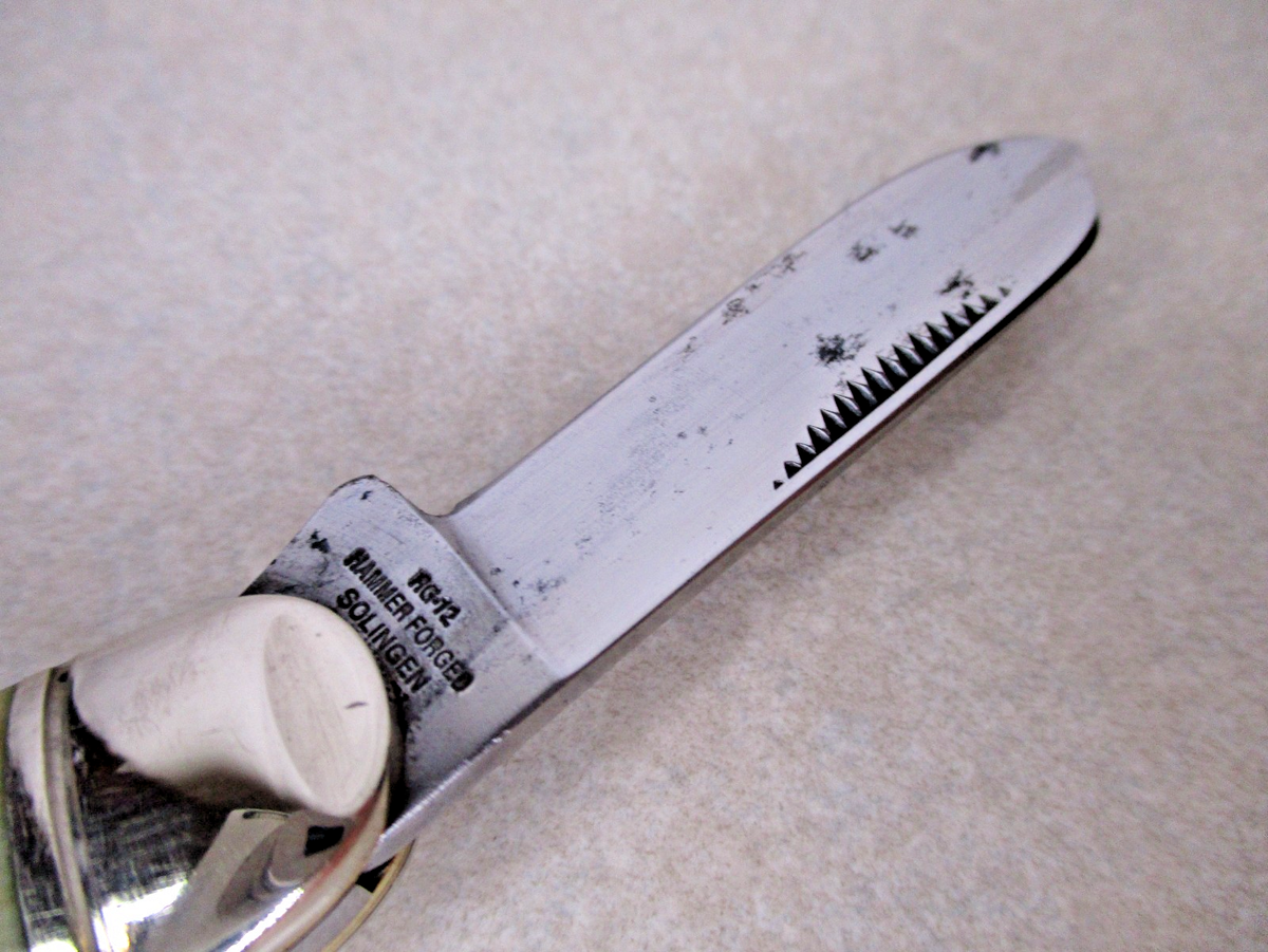 Vintage RIGID Solingen Germany Stag Folding Knife 2 BLADES Bulldog 