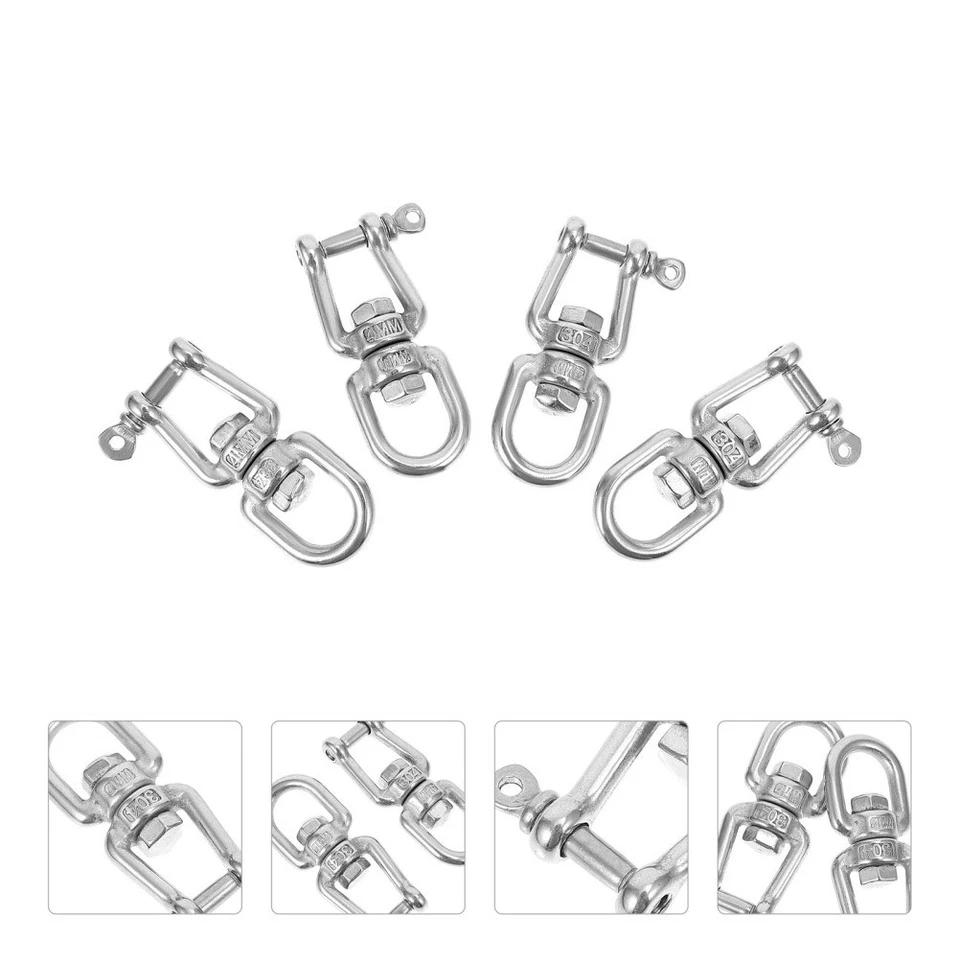 4pcs Durevole anelli girevoli durevoli in acciaio inox anelli girevoli (argento) - Immagine 2 di 4