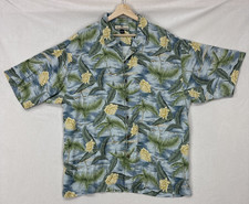 Tommy Bahama Men's XL Hawaiian Shirt 100 Silk Blue Green Palm Tree Resort Aloha