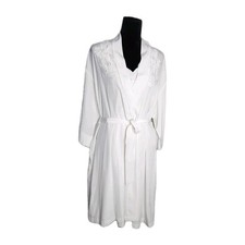 Vtg 90s Sara Beth Robe  Gown Set Women's Size Small White Embroidered Lace