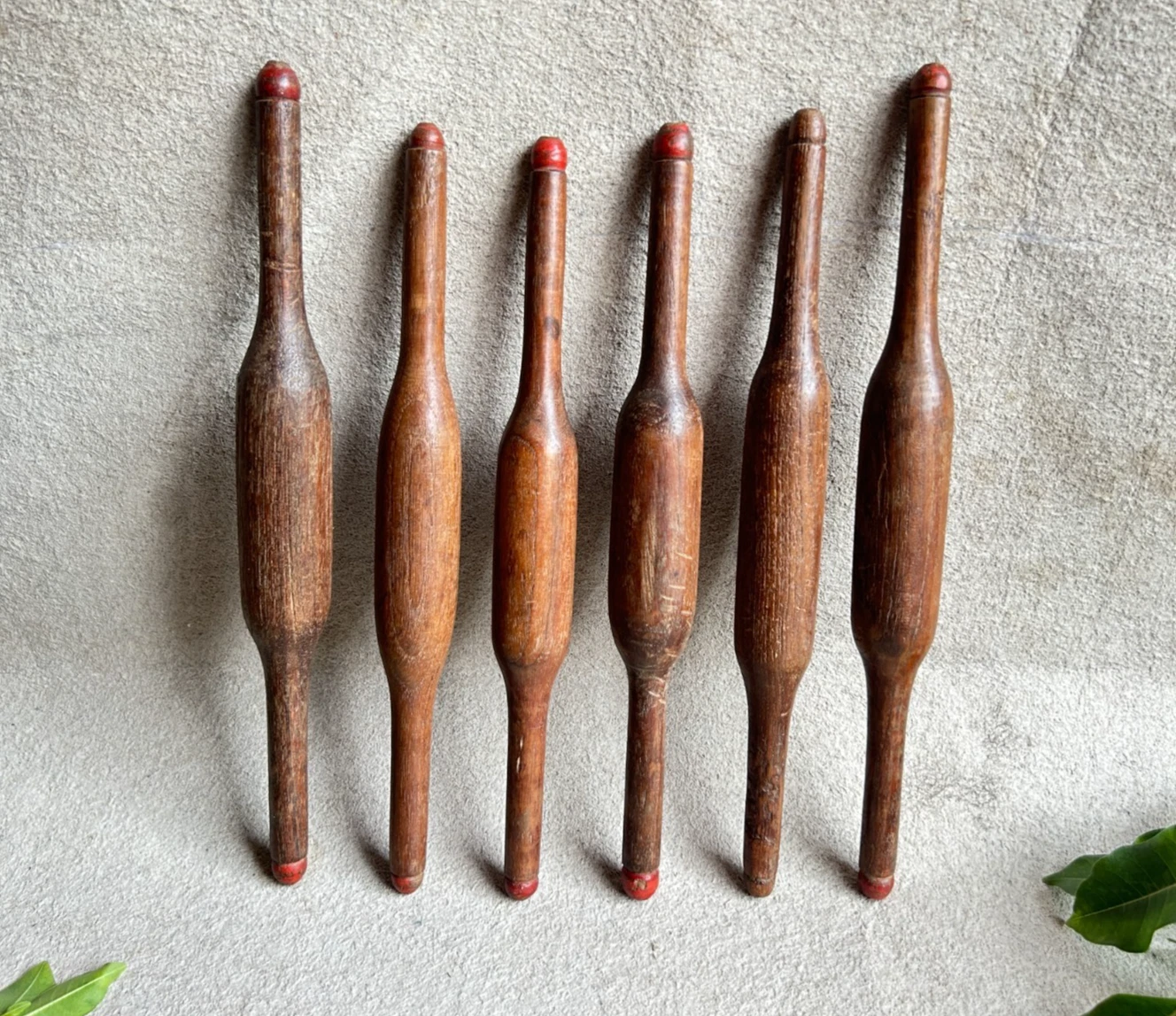 LOT OF 6 OLD VINTAGE OLD HANDMADE CHAPATI / BREAD ROLLING WOODEN PIN / BELAN