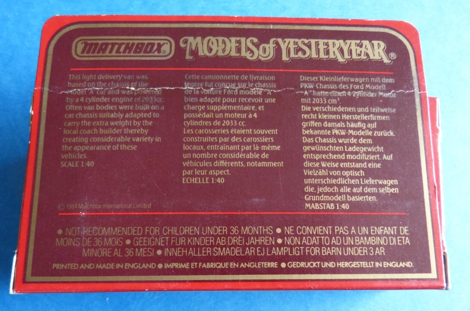 1984 Matchbox Modell Y 22 1930 Ford A Model Spratt´s Models of Yesterday 1:40 - Bild 2 von 3
