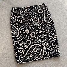 / Boden Black Beige Paisley Midi Pencil Skirt 100 Cotton NWOT US 6R