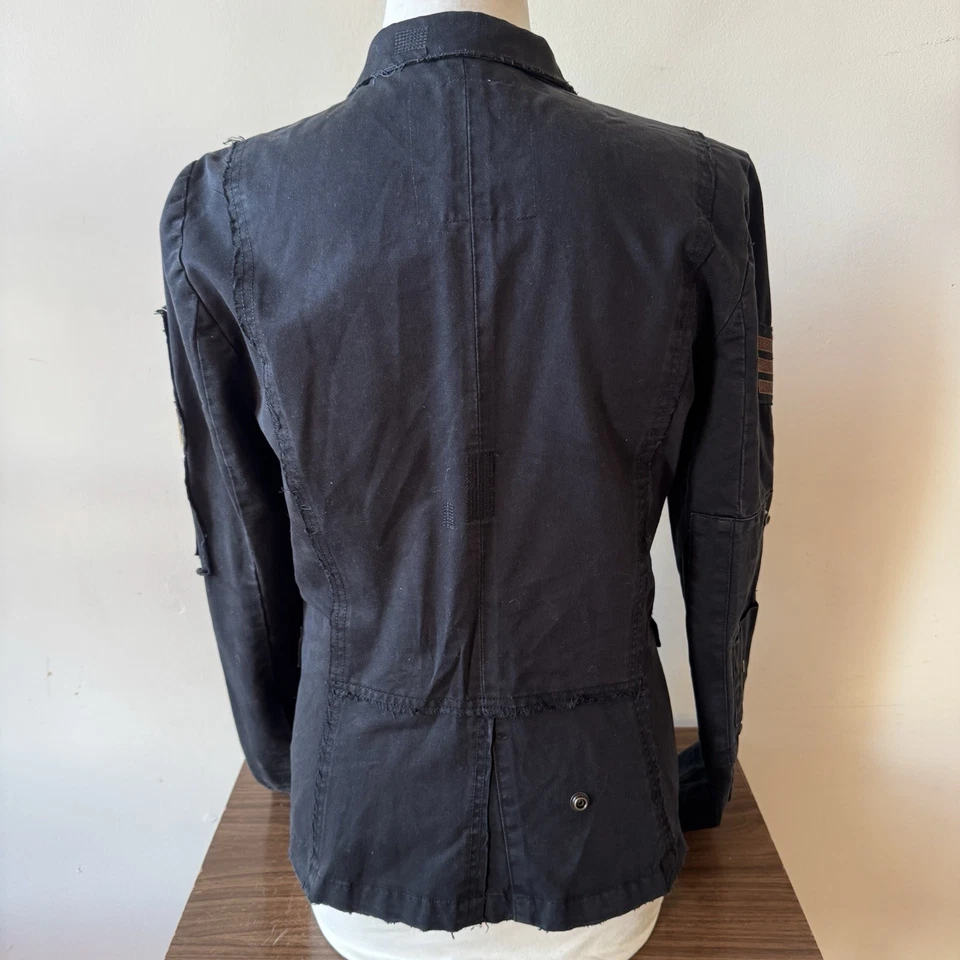 Chaqueta Blazer Zadig & Voltaire Mujer Grande Negra Virginia Grunge Parche Militar Foto 4 de 4