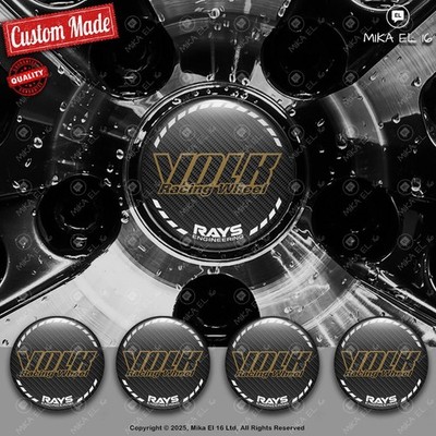 Volk Racing Decals Set of 4 3D Gel Silicone Center Wheel Caps Stickers