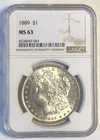 1889 MORGAN "NGC MS63 " - LUSTER/ BREAST FEATHERS & NICE COLOR, CRISP WHITE!💥✅