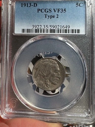 US Buffalo Nickel 1913-D T2 PCGS VF35
