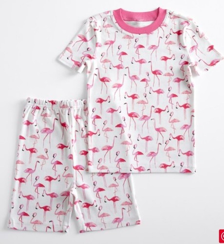 POTTERY BARN KIDS GIRLS ORGANIC FLAMINGO SHORT SLEEVE PAJAMA SET SIZE 6 YEAR NEW