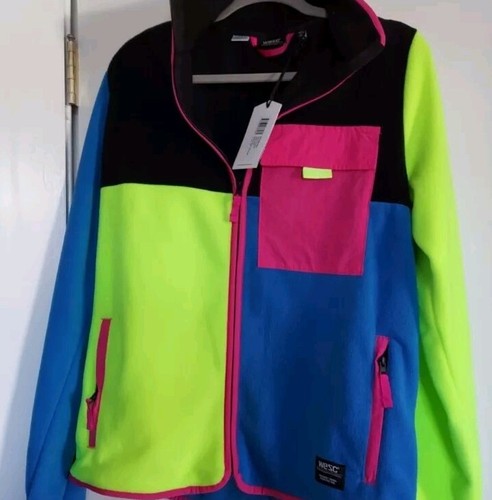 WeSC Moritz Polar Fleece Colorblock Zip Jacket NWT Men L Electric Blue/Lemonade - Picture 7 of 10