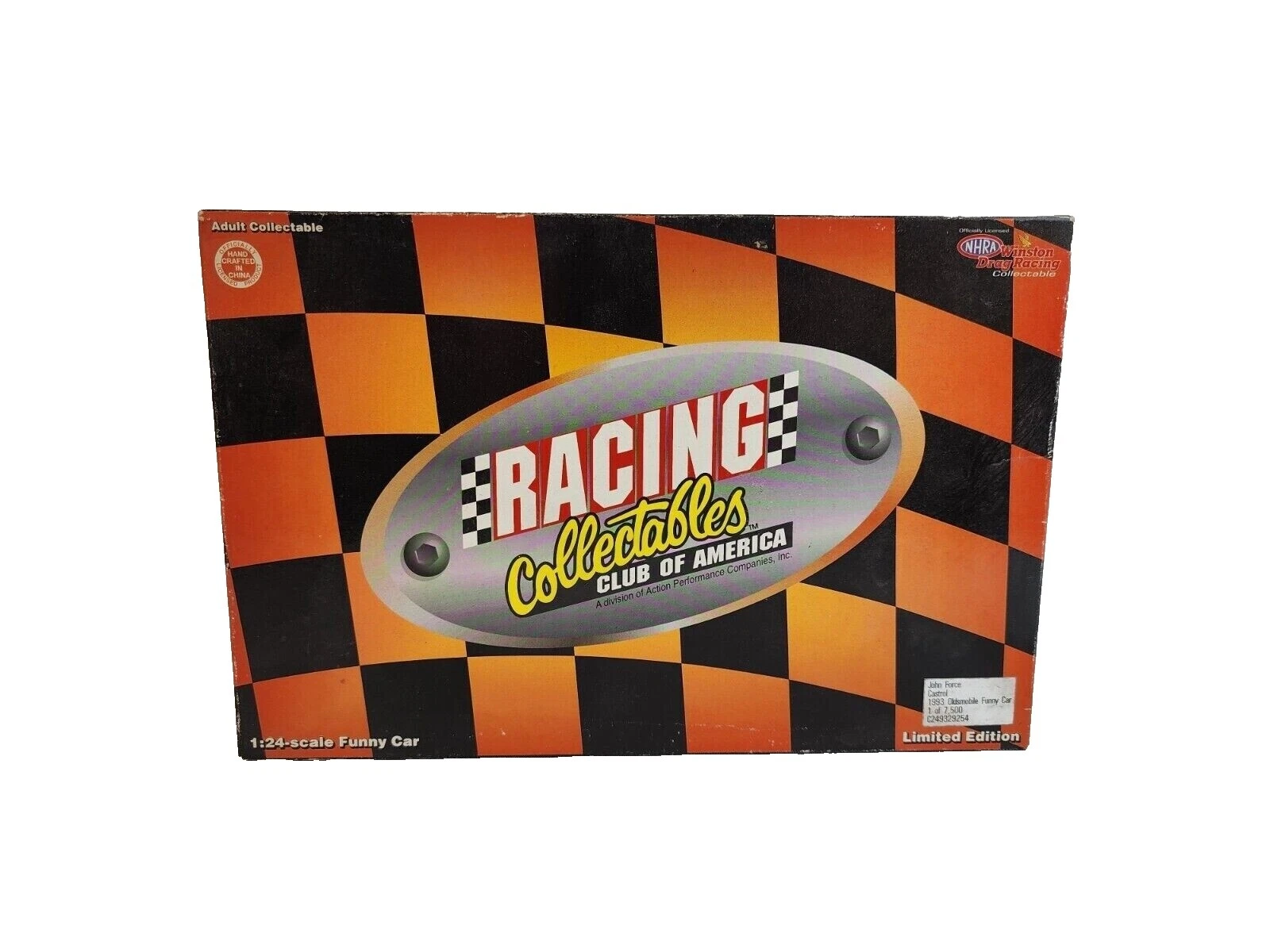 White NHRA 1:24 autos de carrera diecast