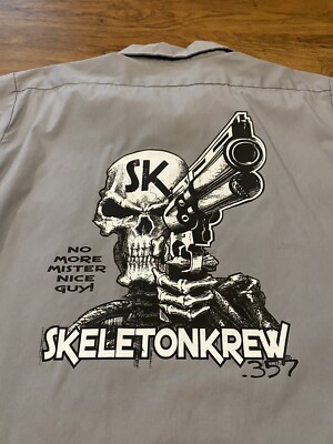 Vintage 90 s Skeleton Krew Game Shirt Sega Genesis Skull Gun Dickies RARE