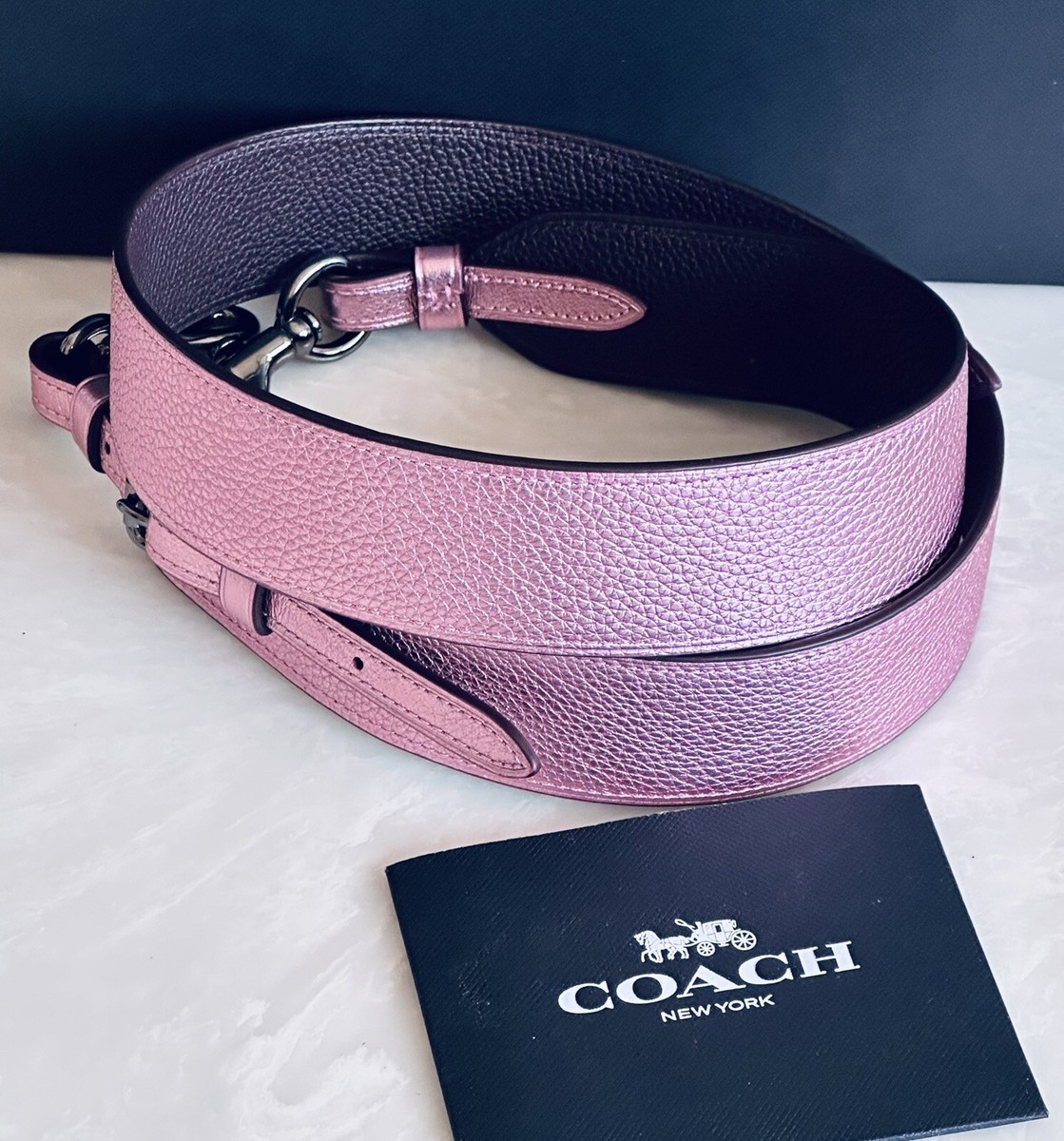 NEW COACH METALLIC PINK LEATHER NOVELTY STRAP 22865 | eBay