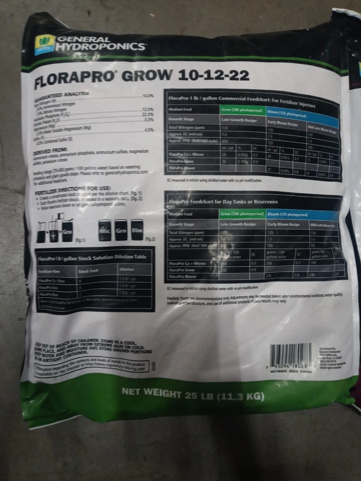 General Hydroponics FloraPro Grow, Flower, Calcium + Micros 25 lb (1 CADA UNO) Foto 3 de 4
