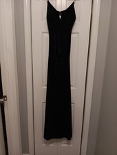 Windsor Formal Dress Size 3/4 Dark Green Full Length Velour Spandex High Slit