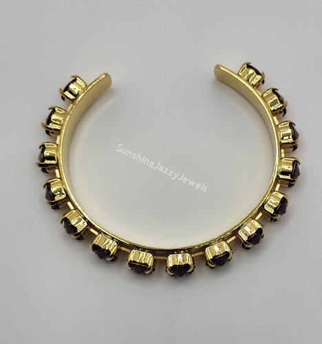 m/w Swarovski Crystal Lt Colorado Topaz Stones Gold Plated Cuff Bracelet; Brown - Picture 2 of 2