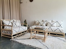 Divano da terra marocchino fatto a mano - copridivano bianco cotone non imbottito + federa