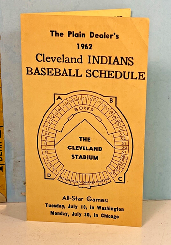 1962 The Plains Dealer Cleveland Indians Baseball Schedule
