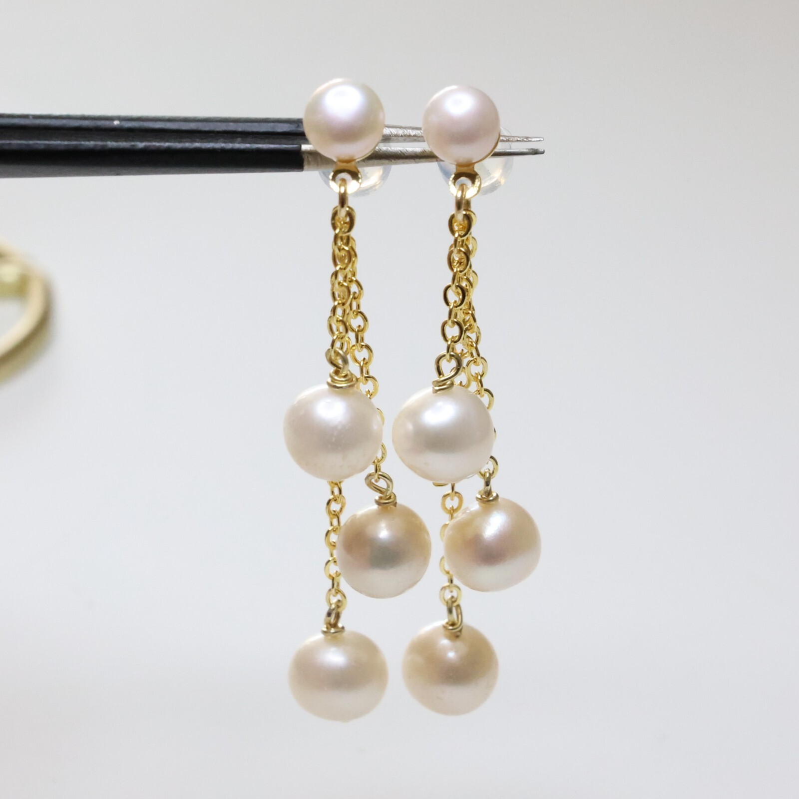 Boucles d'oreilles perles d'eau douce et argent plaqué or 18ct, le chic de vos journées 2151