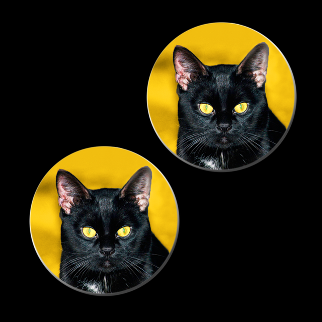 2 BLACK CAT REFRIGERATOR 31019 button new scary halloween