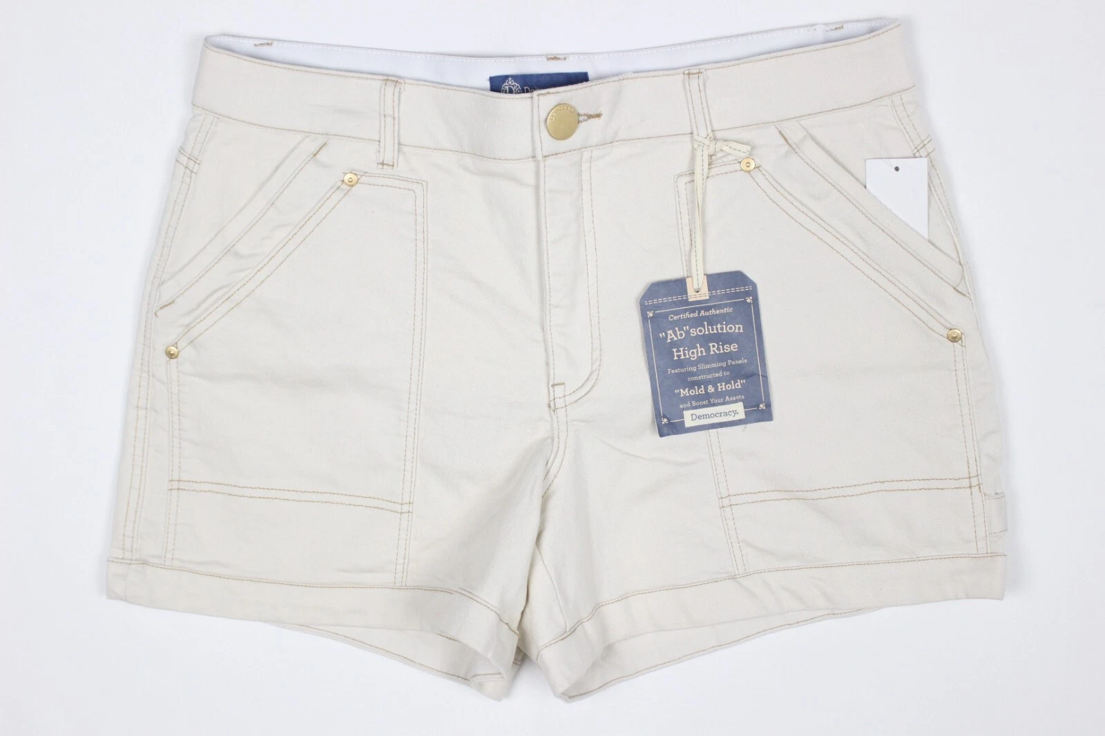 Democracy Jeans Women's 4.5" Carpenter Shorts Ab Solution Almond White