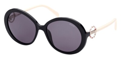 Emilio Pucci EP164 01A Black White Oval Style Sunglasses Plastic Frame 58-17-140