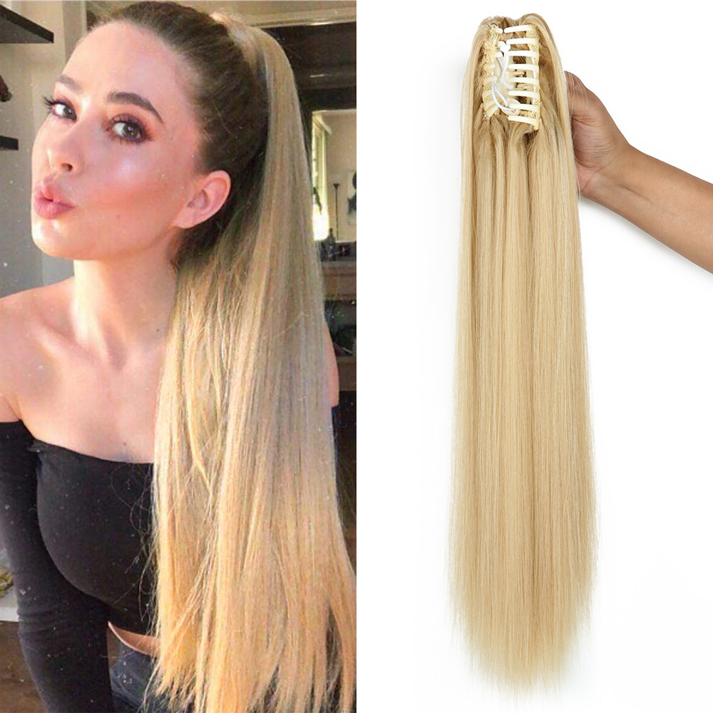 Long Straight Claw Clip Ponytail: 24-Inch Heat Resistant  display picture 2