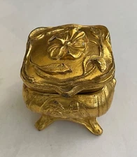 Antique WB Weidlich Brothers Art Nouveau Jewelry Casket Hinged Box Footed