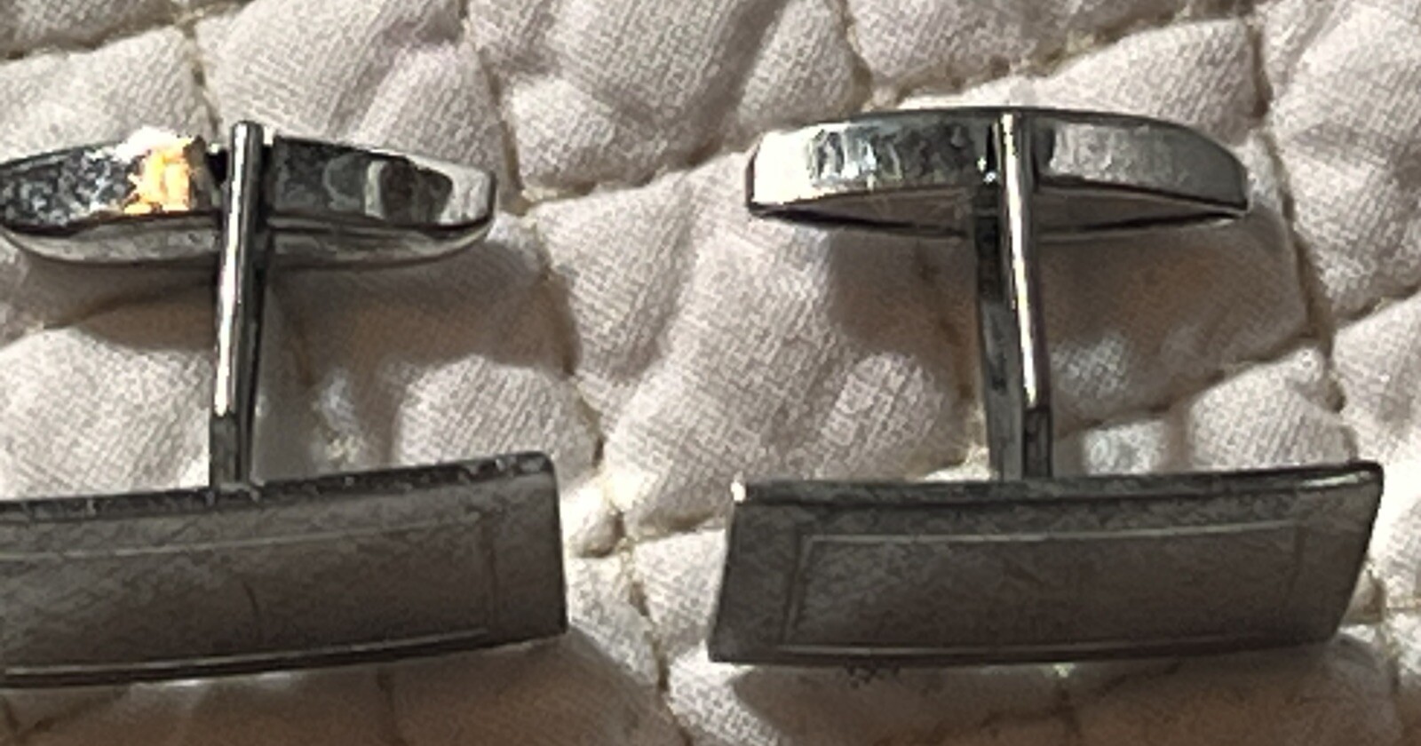 Vintage Sterling Silver Brushed Rectangular Bulle… - image 2