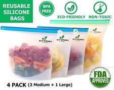 Reusable Silicone Food Storage Bags 4 Pcs Lea...