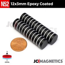 12mm x 3mm Epoxy Coated Super Strong N52 Rare Earth Neodymium Magnet Disc 12x3mm