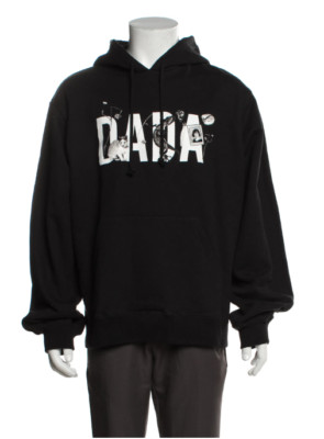 NWT CHRISTIAN DADA Black Cotton Hoodie Pullover Sweater 52 Fits L