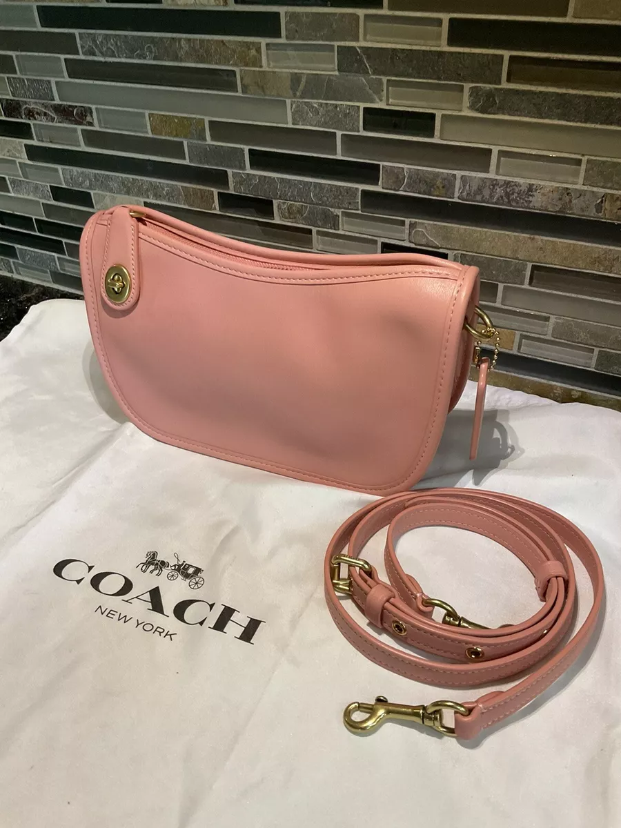 Coach Shoulder Bag Fabric & Leather Pink and Brown Vintage 