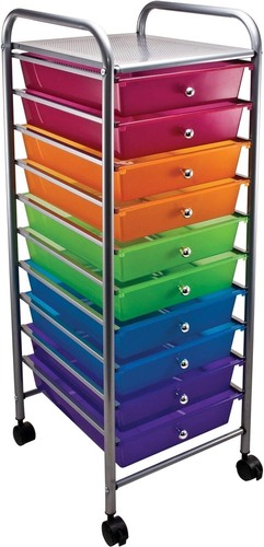 Multi-Colored Drawer Cart with 10 Drawers and Locking Wheels - Easy to Assemble - Picture 7 of 7