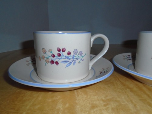 International Tableworks England ~ HICKORY HILL 3 CUPS + 3 SAUCERS ~ Stoneware - Picture 8 of 12