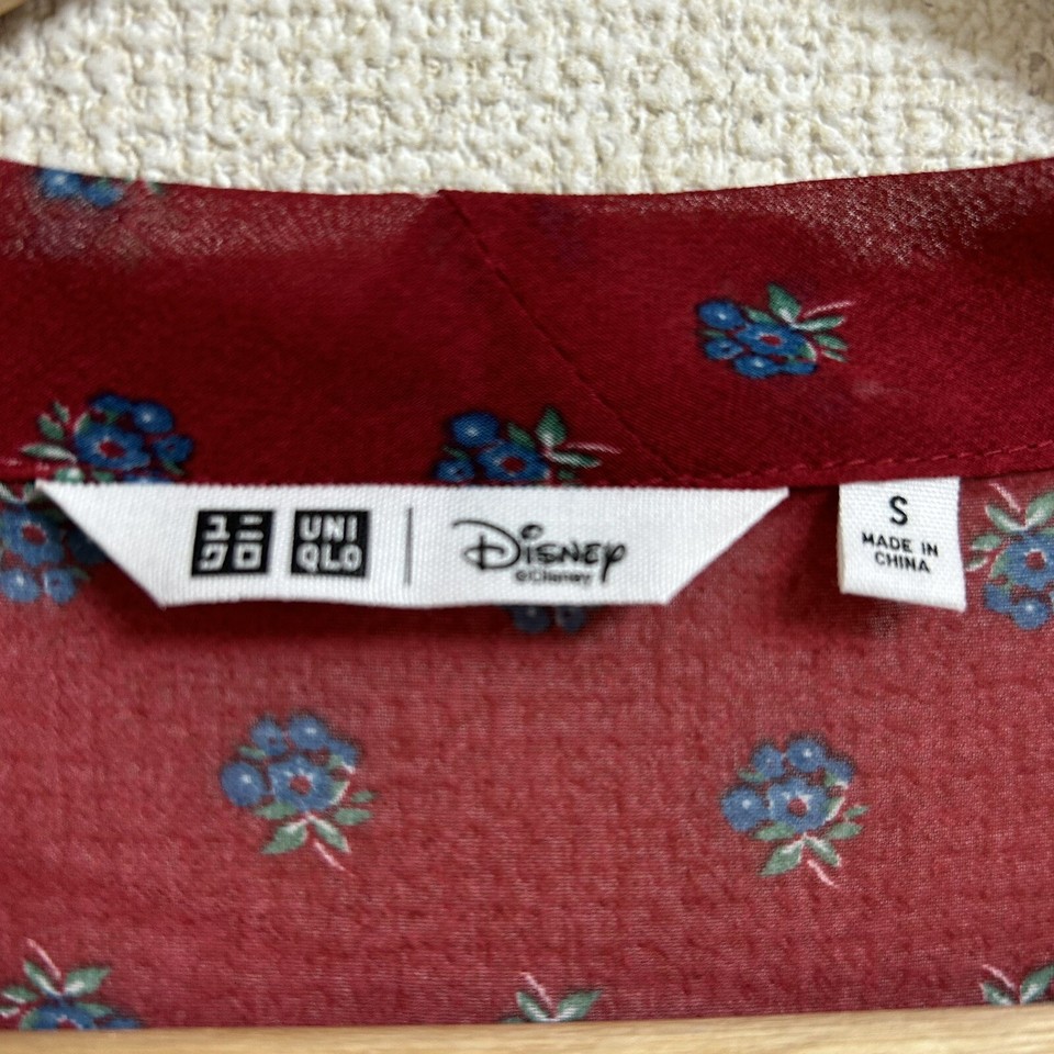 Uniqlo x Disney Beauty and The Beast Red Floral Bohemian Sheer Kimono