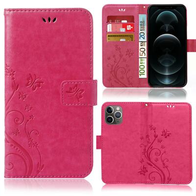 Handy Tasche für iPhone 13 Pro Max Schutz Hülle Blumen Flip Case Wallet Etui